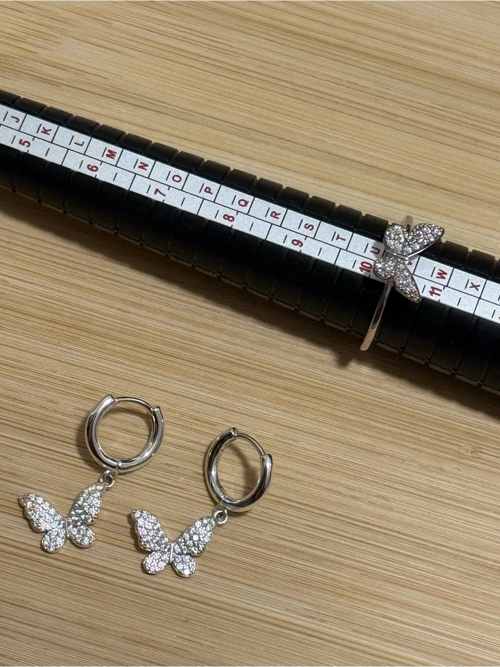 Butterfly Ring and Earrings Set with Clear Crystals